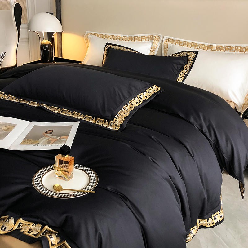 Baroque Black Duvet Cover Set (Egyptian Cotton, 1000 TC)