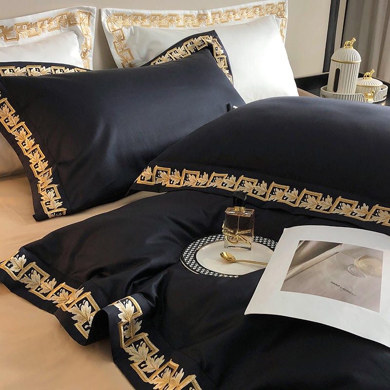 Baroque Black Duvet Cover Set (Egyptian Cotton, 1000 TC)