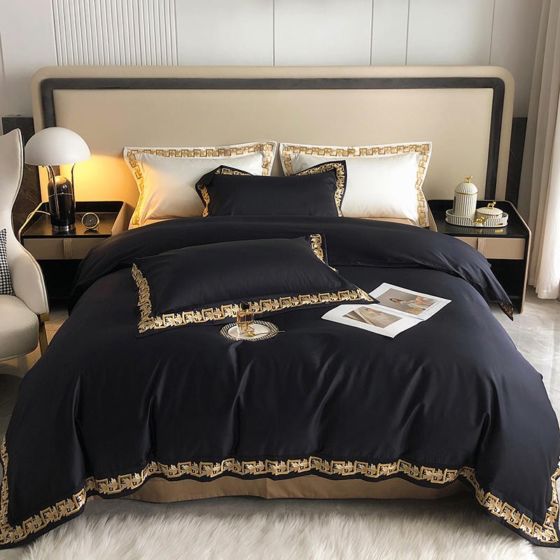 Baroque Black Duvet Cover Set (Egyptian Cotton, 1000 TC)