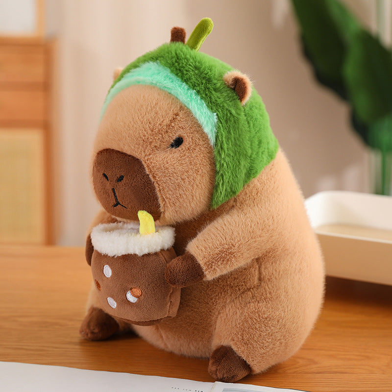 Capybara Drinking Boba Plyschleksak - Mjuk, krambar Capybara för barn och tonåringar (finns i 30 cm och 40 cm)