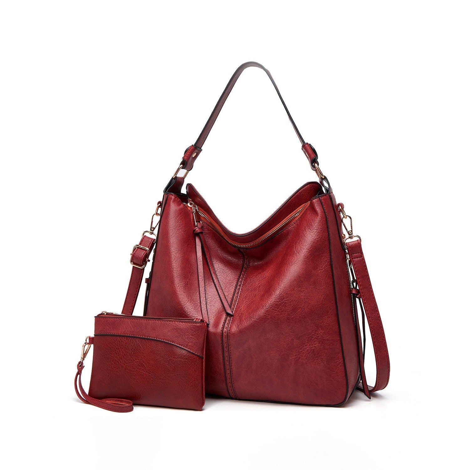 The Belgravia Faux Leather Vintage Shoulder Bag & Pouch