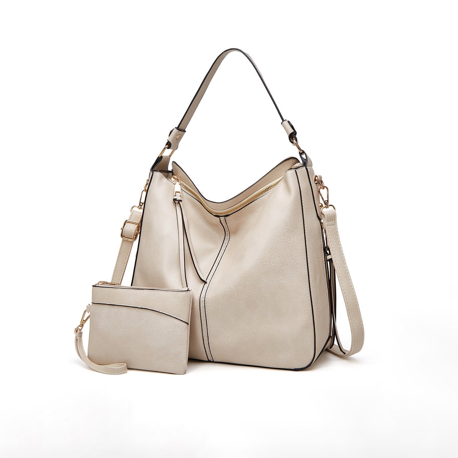 The Belgravia Faux Leather Vintage Shoulder Bag & Pouch