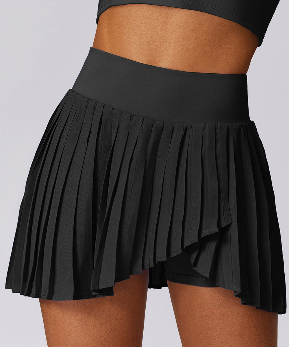 Skort con bolsillos y pliegues de cintura alta