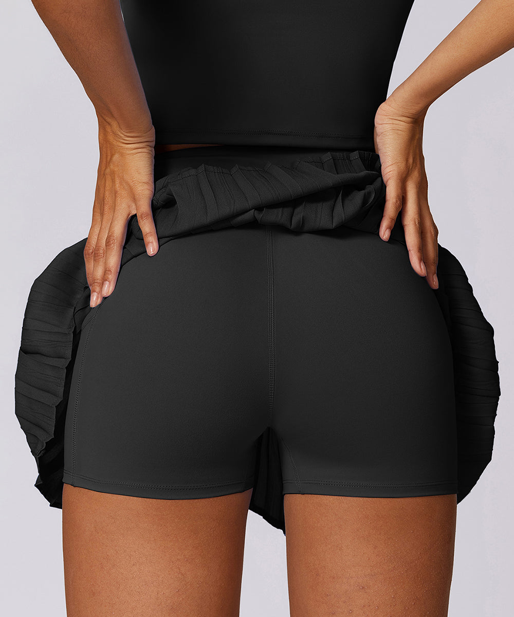 Jupe-culotte plissée à taille haute avec poches