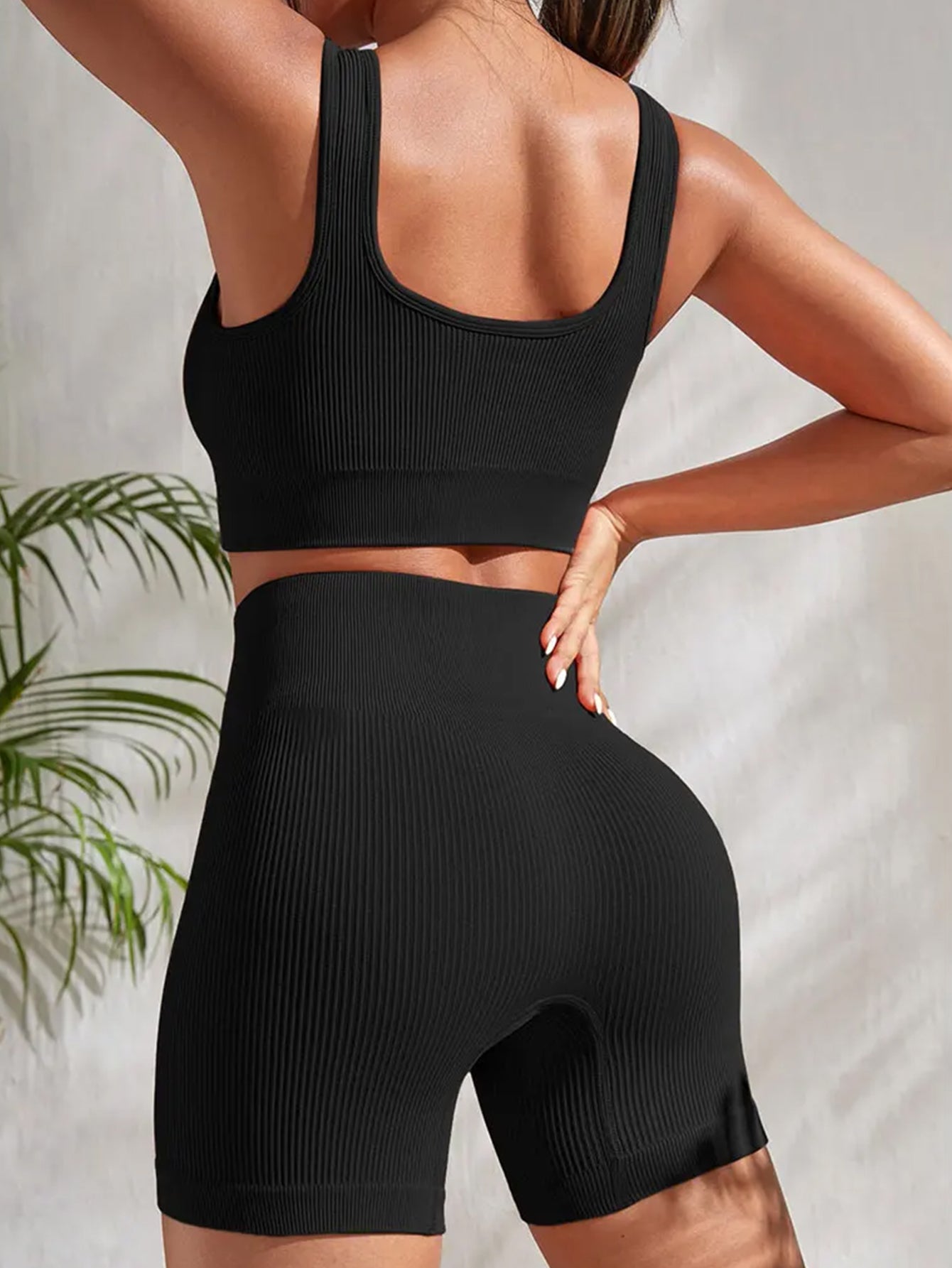 Conjunto de Yoga Esencial Sin Costuras y Acanalado