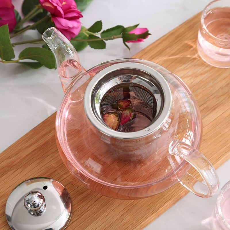 Teiera in vetro borosilicato con infusore in acciaio inossidabile