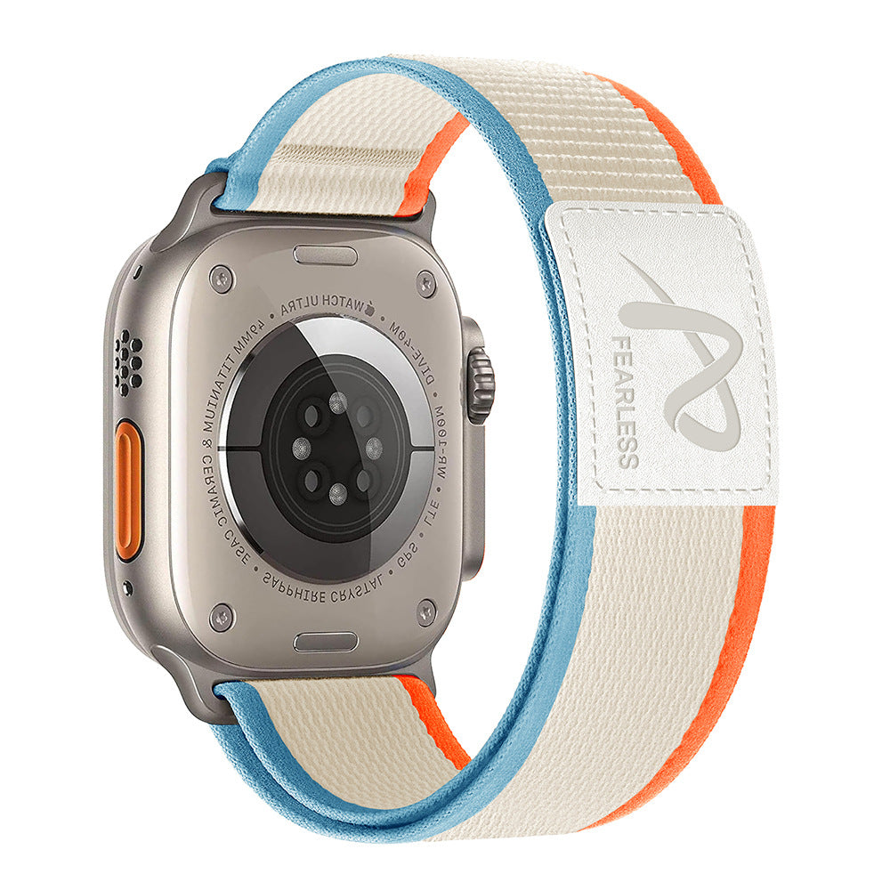 Correa de nailon con etiqueta de cuero Trail Loop para Apple Watch