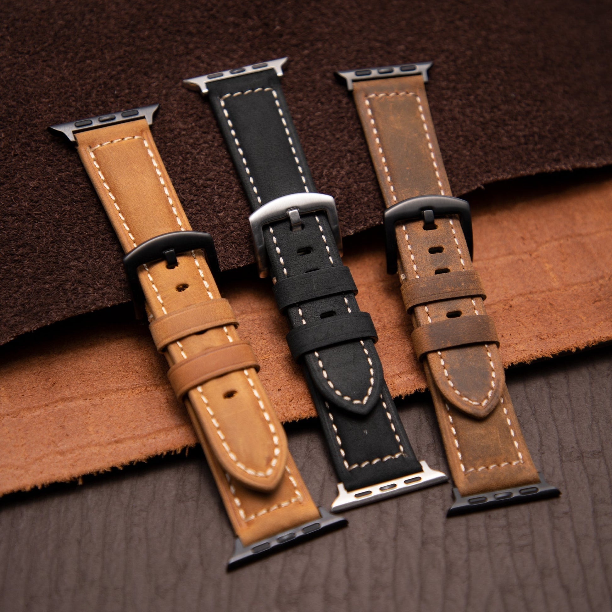 Vintage Leather Apple Watch Band - Mrożony design