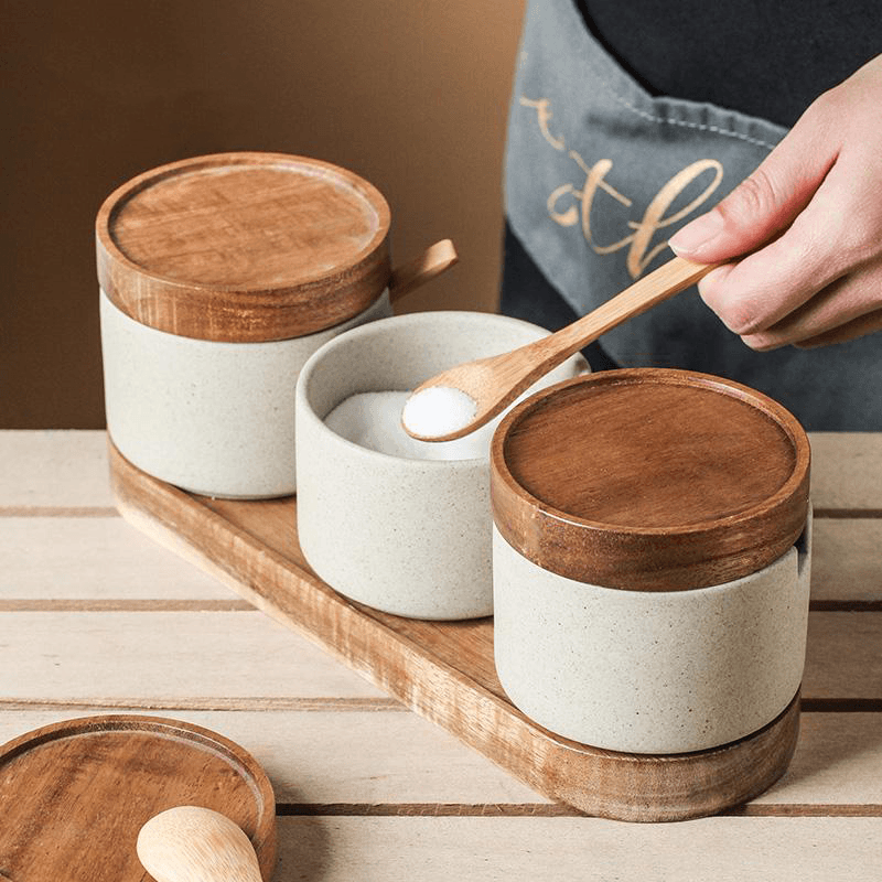 Set di barattoli per condimenti in ceramica