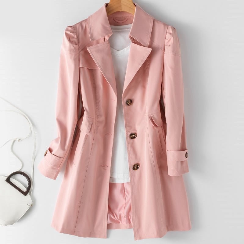 Clara - Modern cut-out trench coat/jacket with high collar and buttons