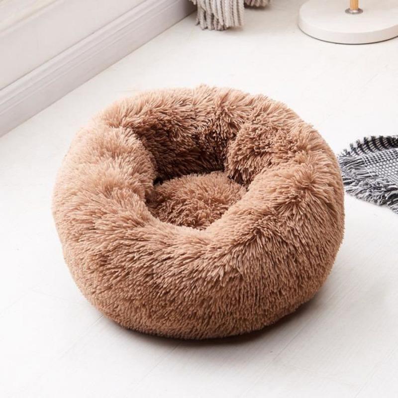 Round Plush Calming Donut Cat Bed Nest