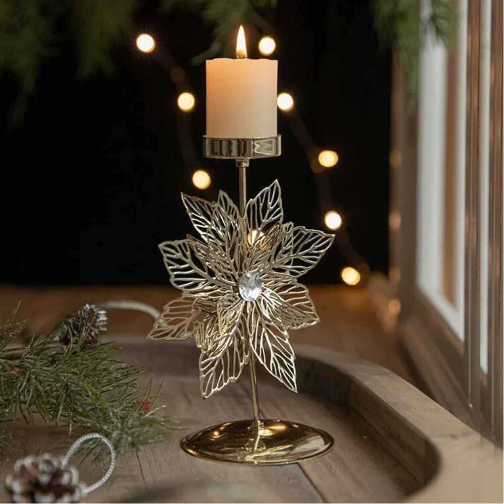 Golden Christmas Candle Holder