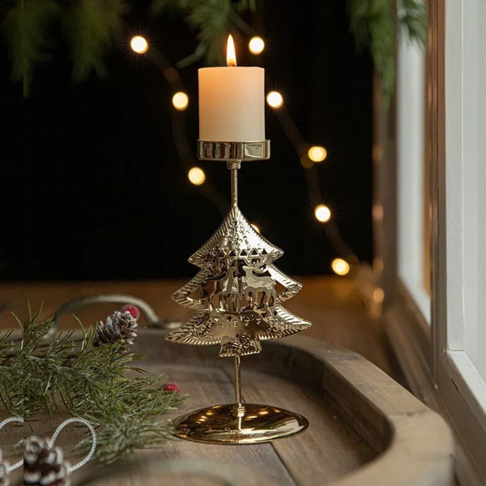 Golden Christmas Candle Holder