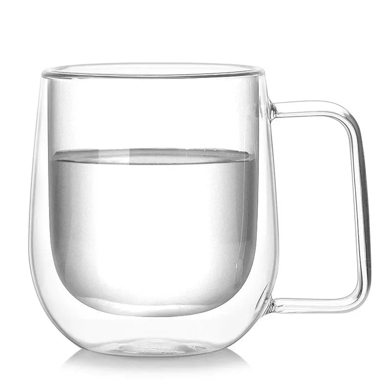 Färgglad dubbelväggig transparent kaffemugg