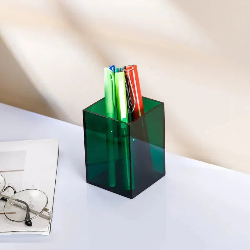 Porte-stylo de bureau transparent et vibrant – Rangement élégant en acrylique pour le bureau et l'organisation de la maison