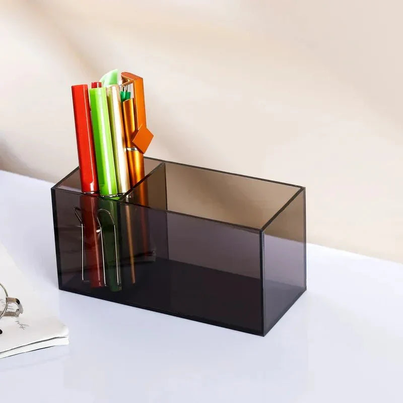 Porte-stylo de bureau transparent et vibrant – Rangement élégant en acrylique pour le bureau et l'organisation de la maison