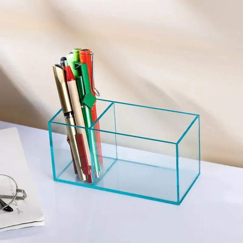 Vibrant Transparent Desk Pen Holder – Stylish Acrylic Storage for Office and Home Organization