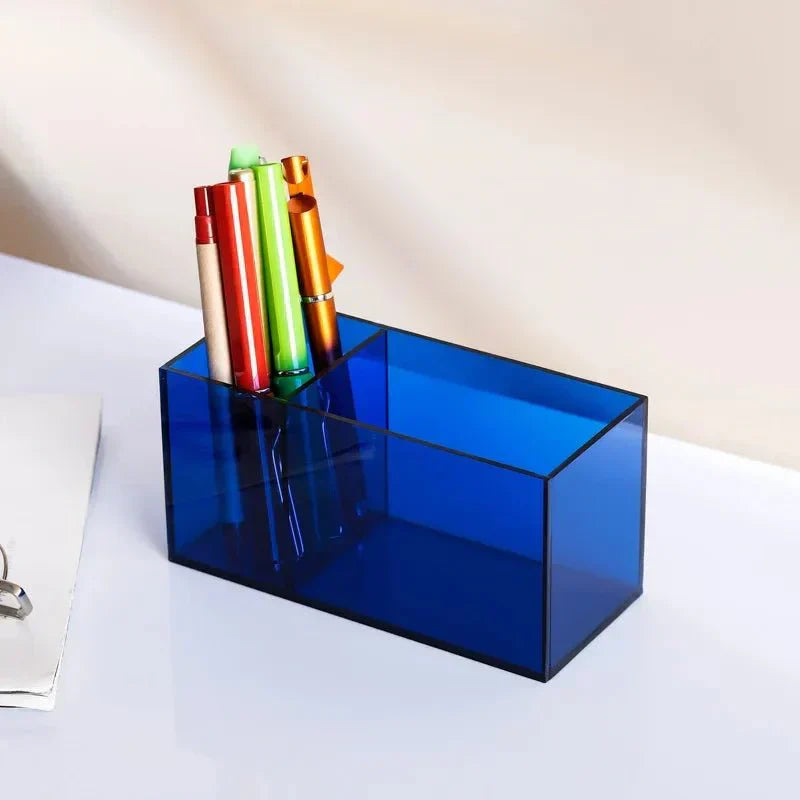 Vibrant Transparent Desk Pen Holder – Stylish Acrylic Storage for Office and Home Organization