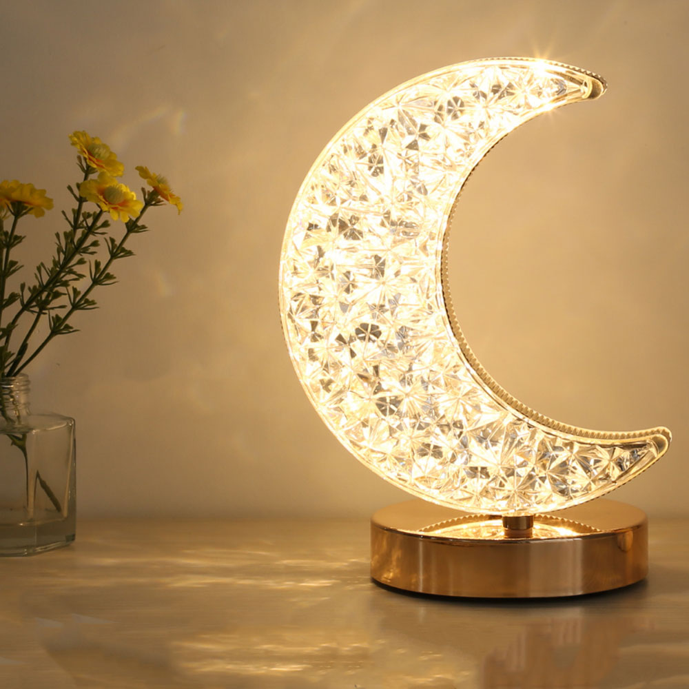 Lampe en cristal en forme de croissant de lune