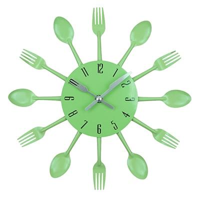 Horloge murale de cuisine en métal pour couverts, Design cuillère et fourchette, horloge murale à Quartz Unique pour les cuisines modernes