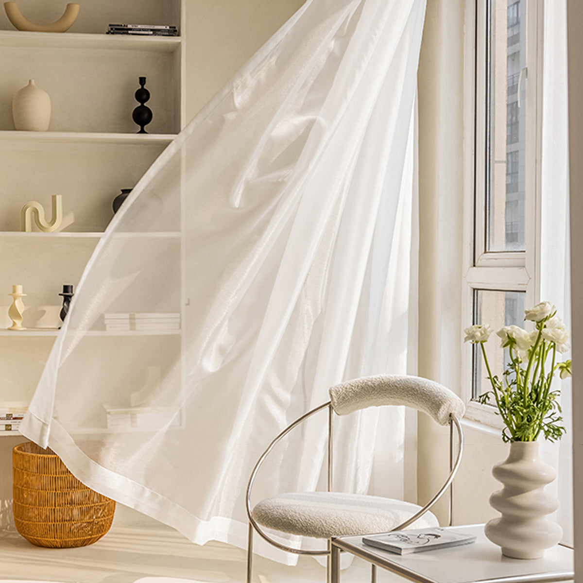 WeaveGlam - Cortinas Woven Transparentes para um Estilo Chic e Moderno