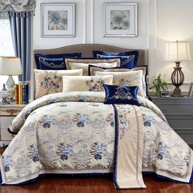 Conjunto de Roupa de Cama de Luxo Jacquard Oriental Gazaneya