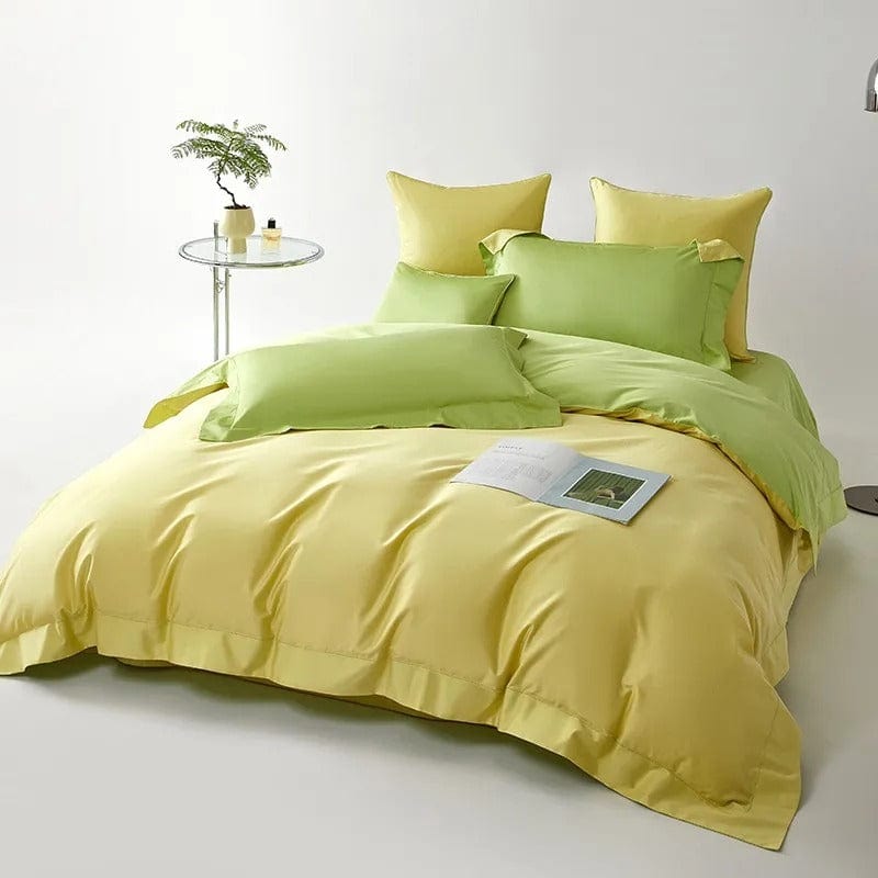 Ensemble de housse de couette Dream jaune vert (coton égyptien)