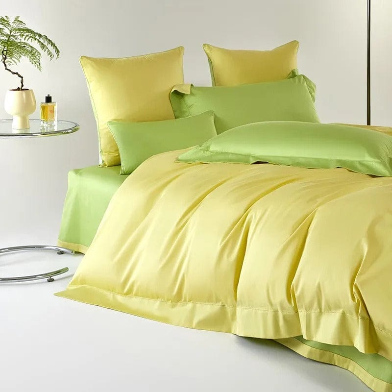 Ensemble de housse de couette Dream jaune vert (coton égyptien)