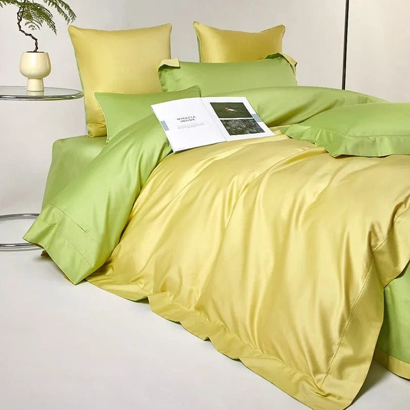 Ensemble de housse de couette Dream jaune vert (coton égyptien)