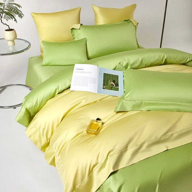 Ensemble de housse de couette Dream jaune vert (coton égyptien)