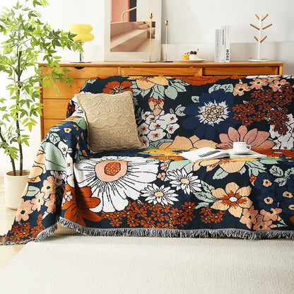 Blomsterhage Frynse Sofaovertrekk