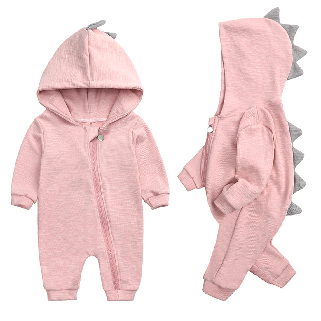 Baby-onesie met capuchon en dinosaurus