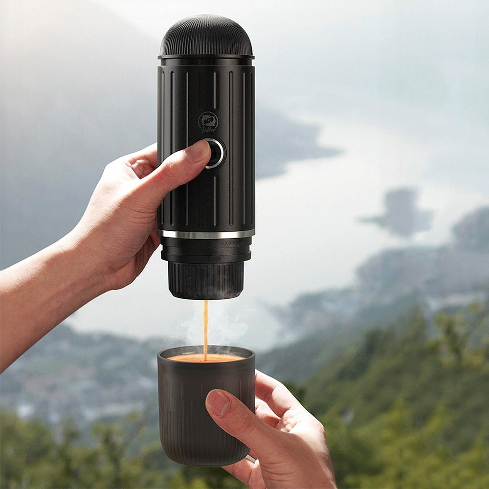 Self-Heating Portable Electric Espresso Maker with USB-C Charger – Compatible with Ground Coffee & Nespresso Capsules