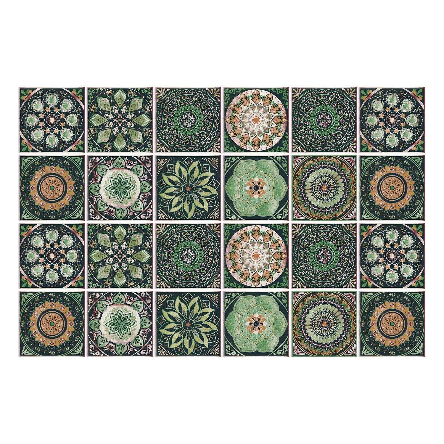 24 pieces of European mandala tiles