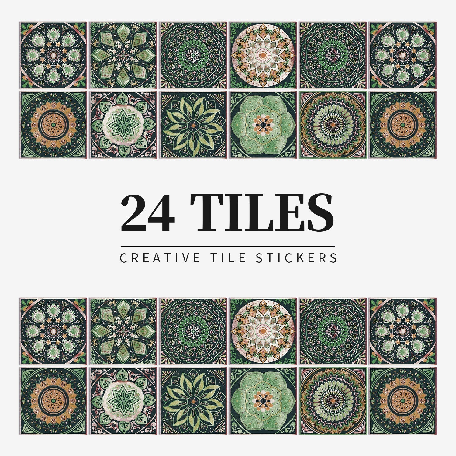 24 pieces of European mandala tiles