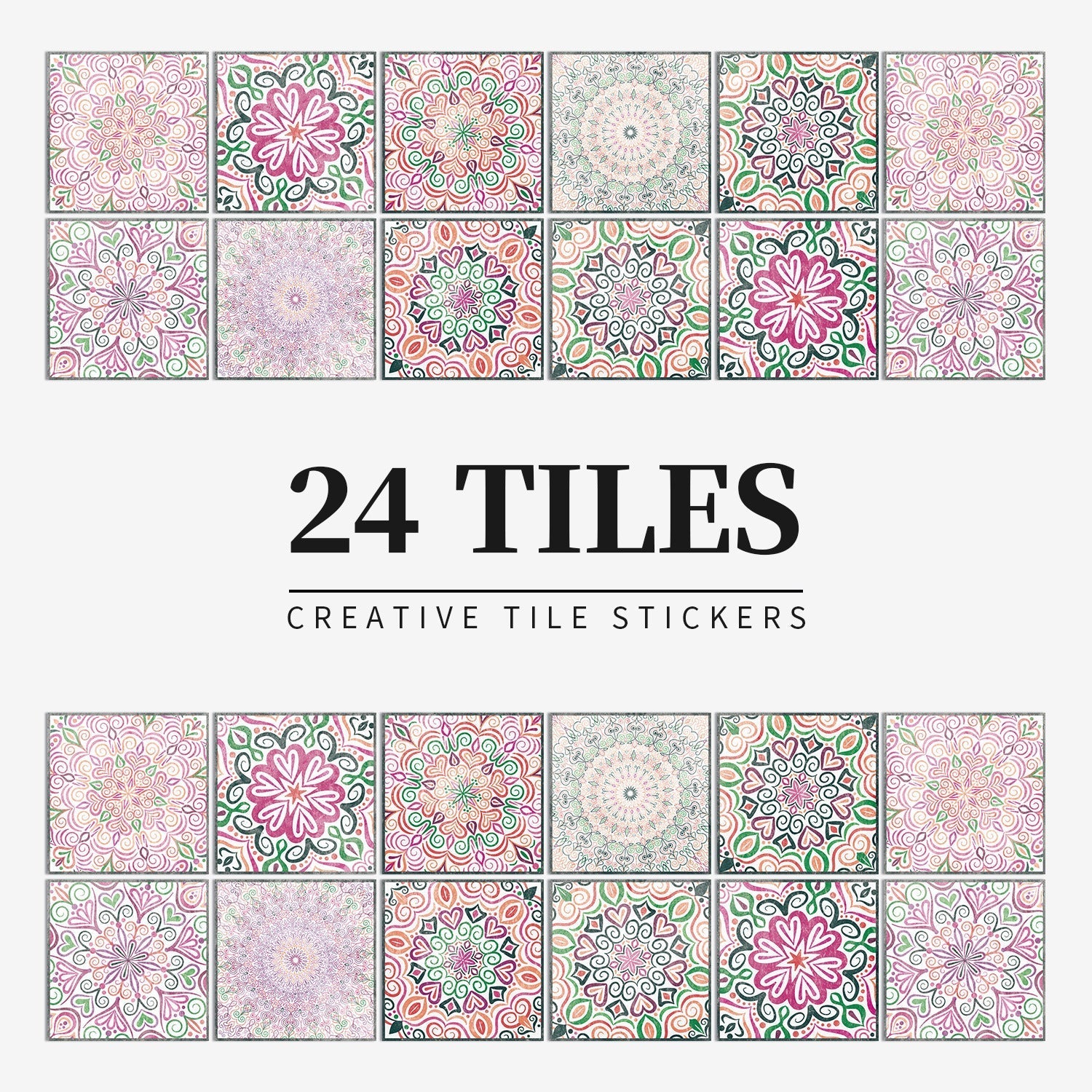 24 pieces of European mandala tiles