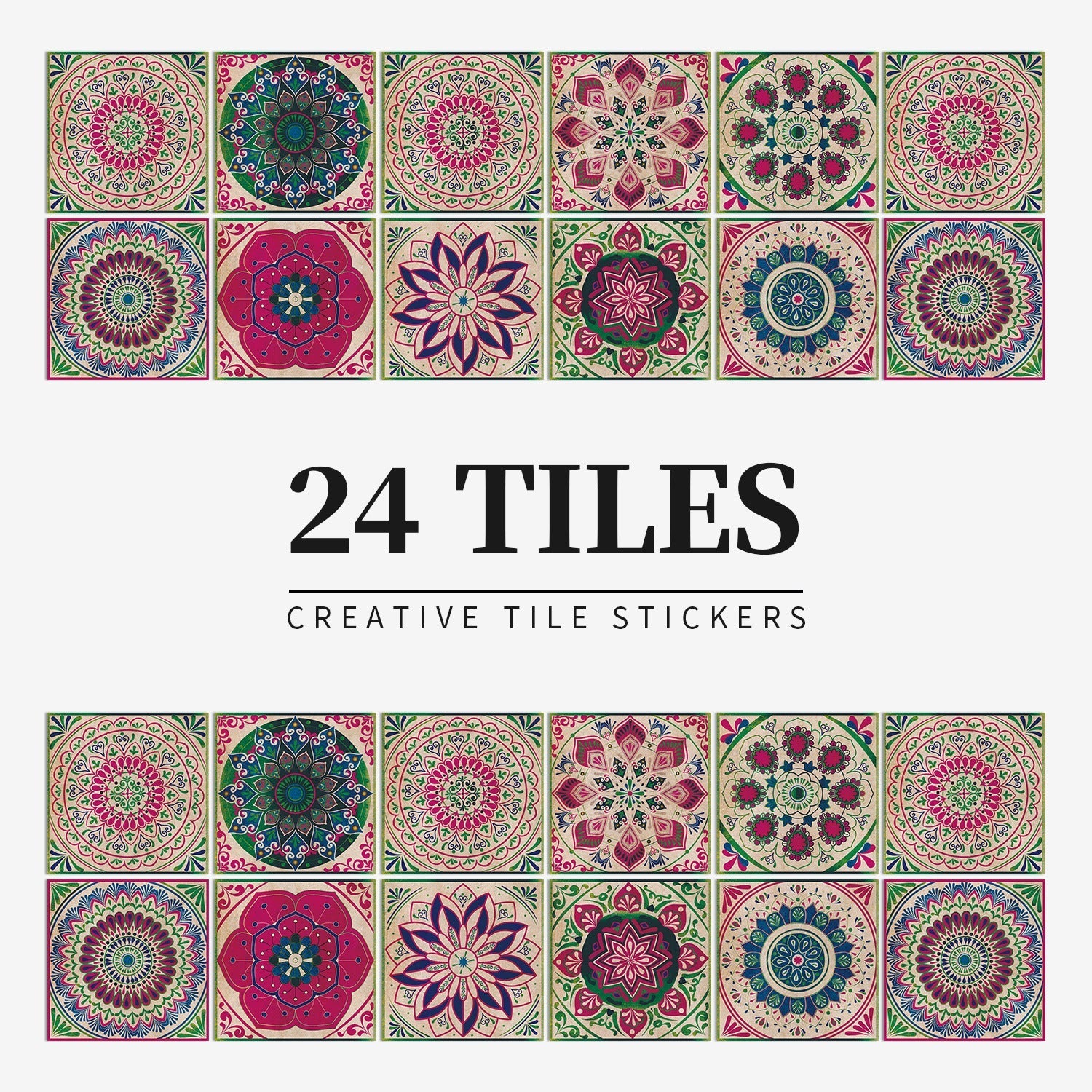 24 pieces of European mandala tiles