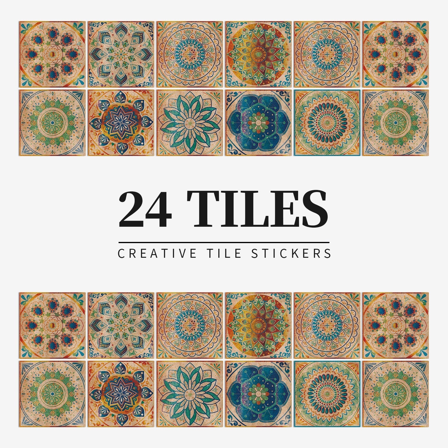 24 pieces of European mandala tiles