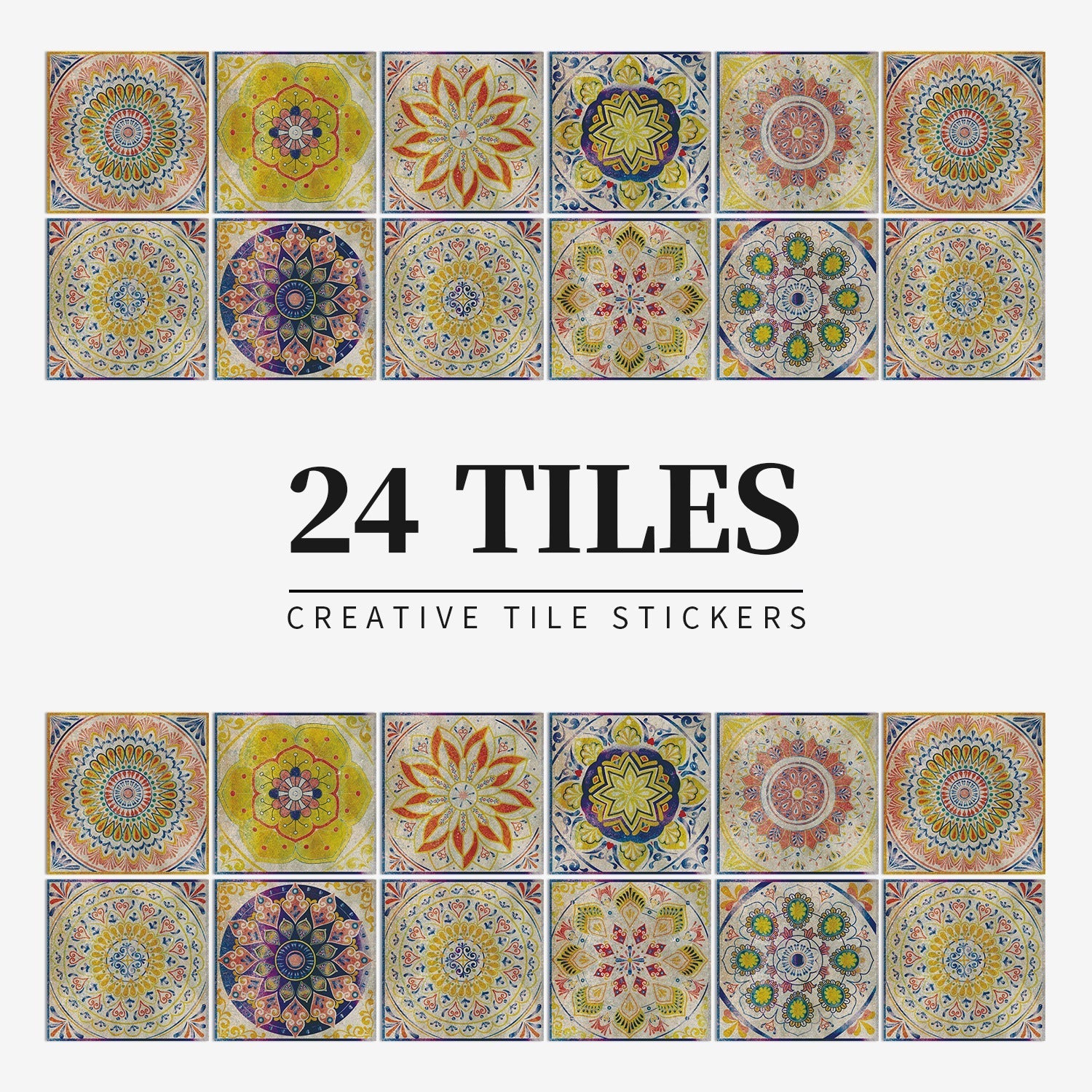 24 pieces of European mandala tiles