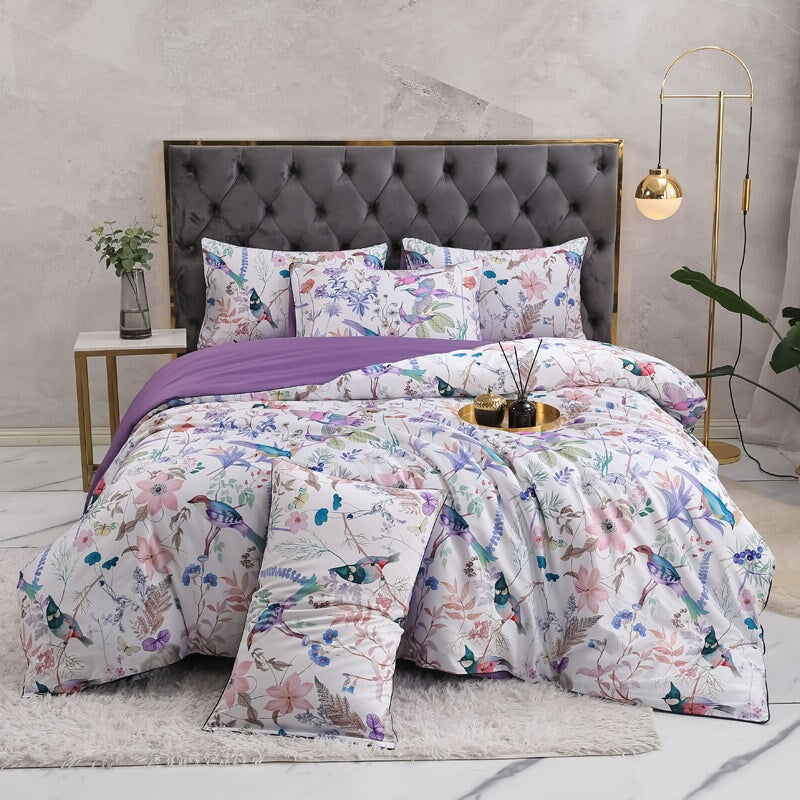 White Printed Egyptian Cotton Duvet Cover Set