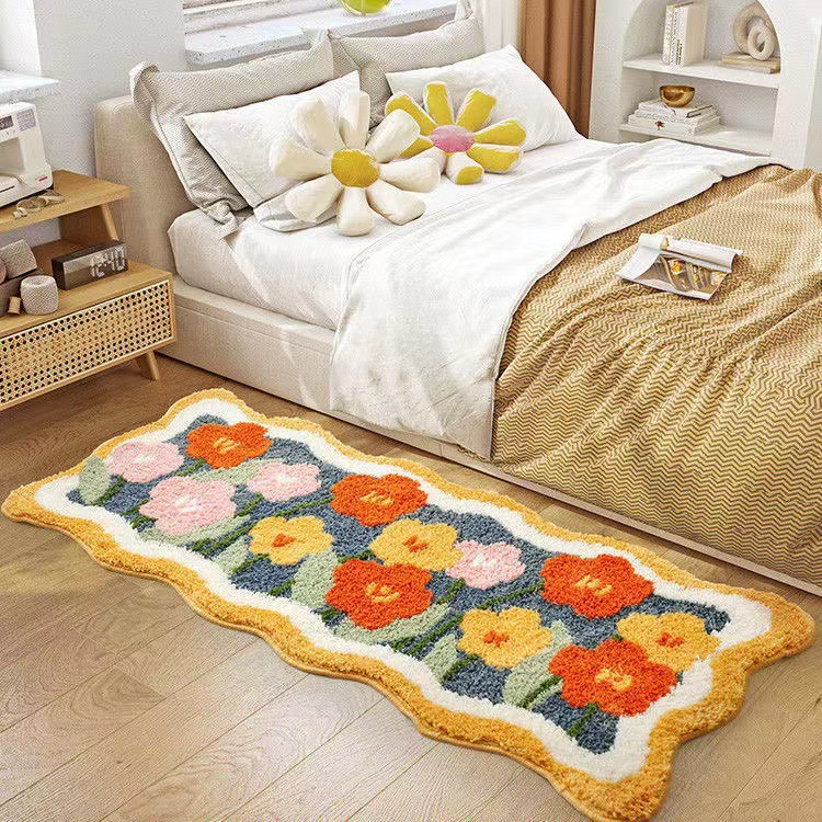 Fluffy Irregular Floral Accent Rug