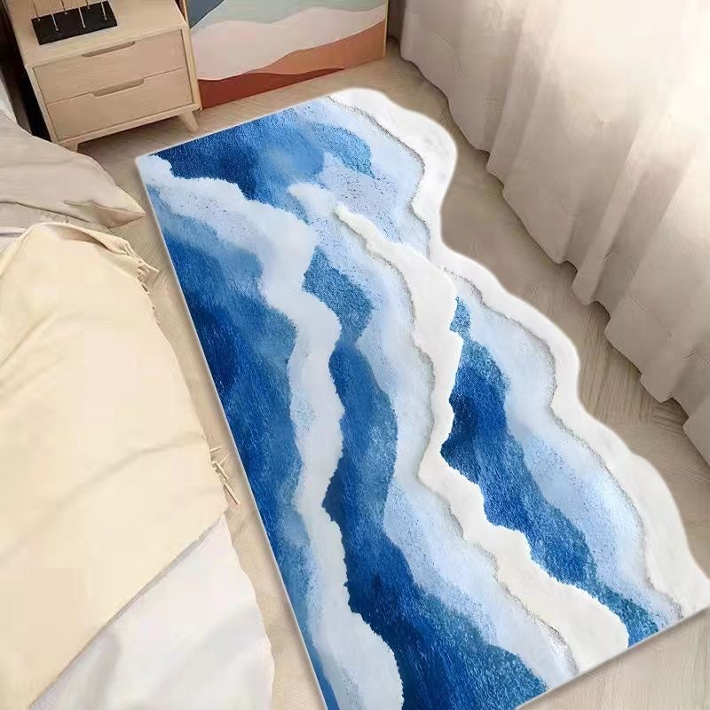 Tappeto decorativo da comodino con onde del mare blu