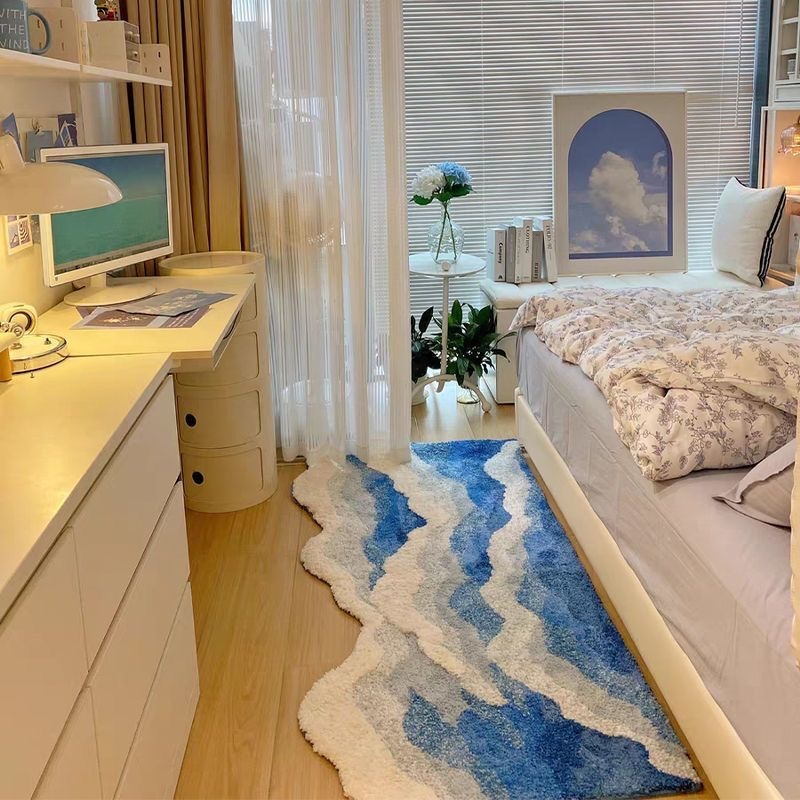 Tappeto decorativo da comodino con onde del mare blu