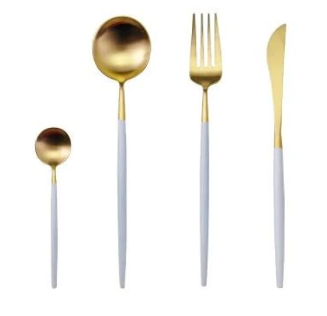 Luxuriöses 24-teiliges Gold-Silber-Besteckset aus Edelstahl