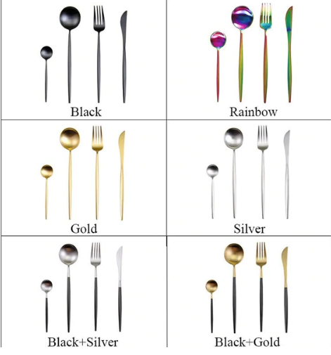 Luxuriöses 24-teiliges Gold-Silber-Besteckset aus Edelstahl