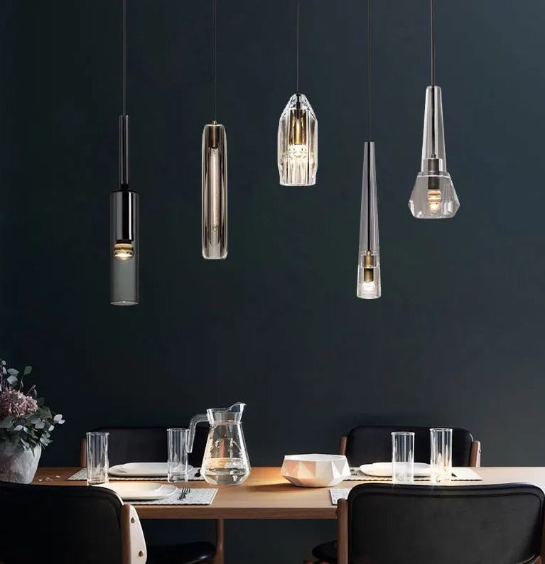 Single Benine - Postmodern volledig koper + K9 kristallen LED-hanglampen