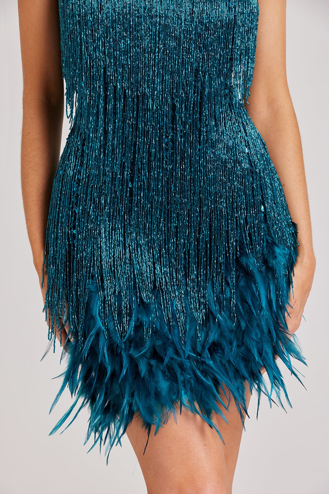 Nika | Sequin Fringe Feather Dress