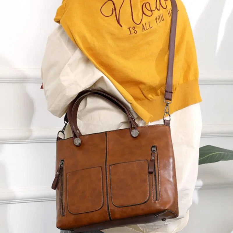 Raya™ - Bolso de hombro de cuero vintage