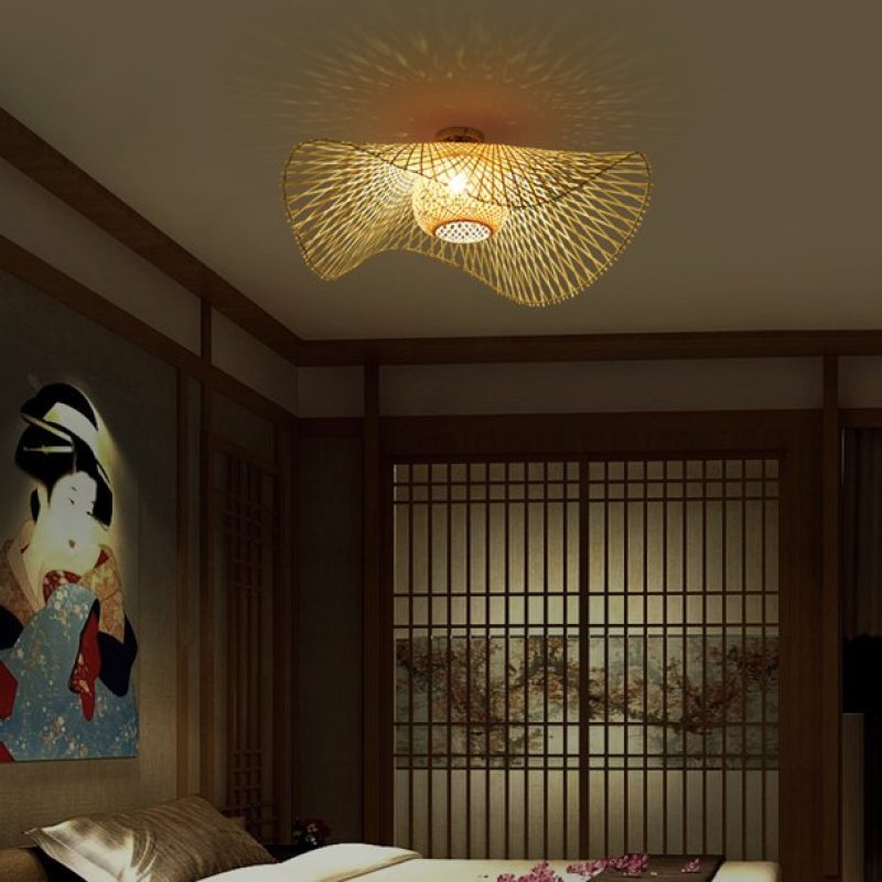 MutoCraft - Lampe suspendue en rotin de style japonais