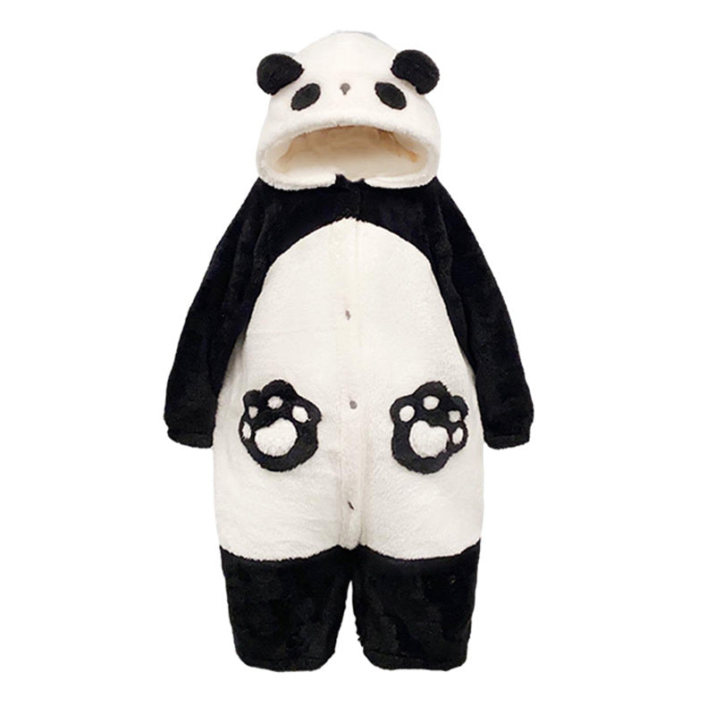 Set pigiama con cappuccio in peluche a forma di panda dei cartoni animati kawaii